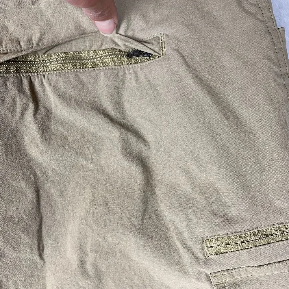 Orvis Tech Cargo Shorts Mens 36 Tan Hiking Outdoor Ripstop Nylon Stretch Media